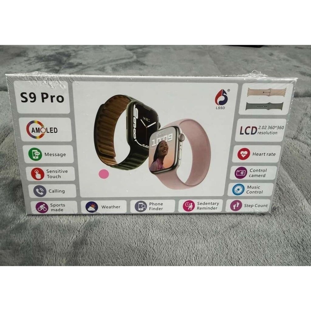 S9 Pro Smart Watch AMOLED Display Bluetooth Call Fitness Tracker Heart Rate Pink